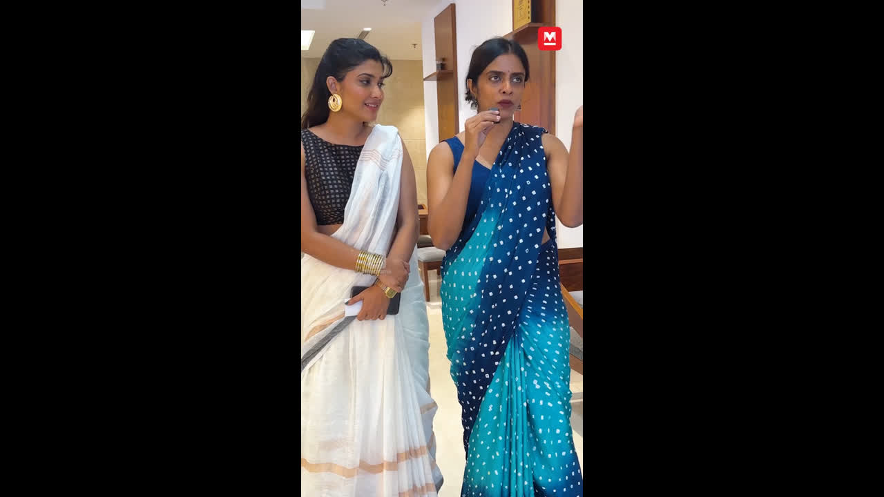 Divya prabha and Kani kusruti in sleeveless blouse giving reply to reporters