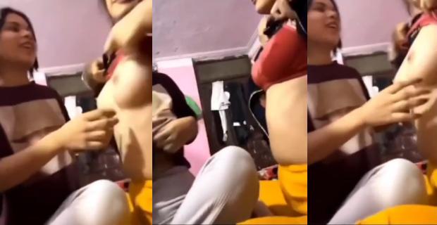 2 desi lesbian girls remove bra to show big tits for fun
